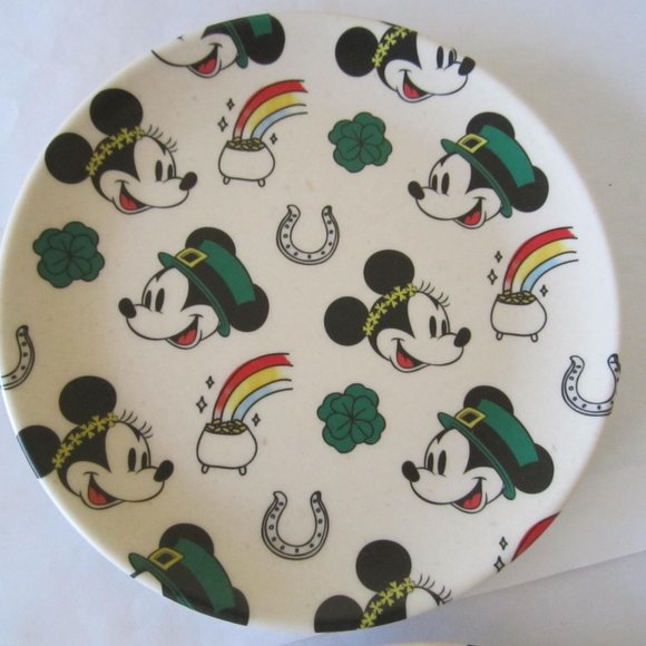 Disney Mickey Minnie Shamrock St. Patrick's Day 4 Bamboo Plates - Picture 2 of 5